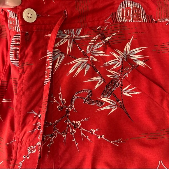 Vintage LUCKY BRAND Lucky Beach Red Hula Lounge Pants – Tropical Bamboo Print L - Picture 12 of 13
